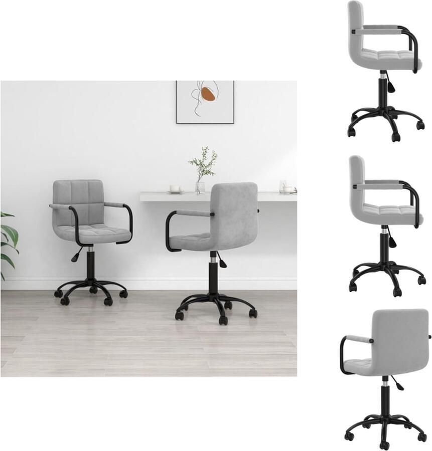 VidaXL Eetkamerstoel Eetkamerstoelen Keukenstoelen Keukenstoel Eetkamerstoelen draaibaar 2 st fluweel lichtgrijs - Foto 2