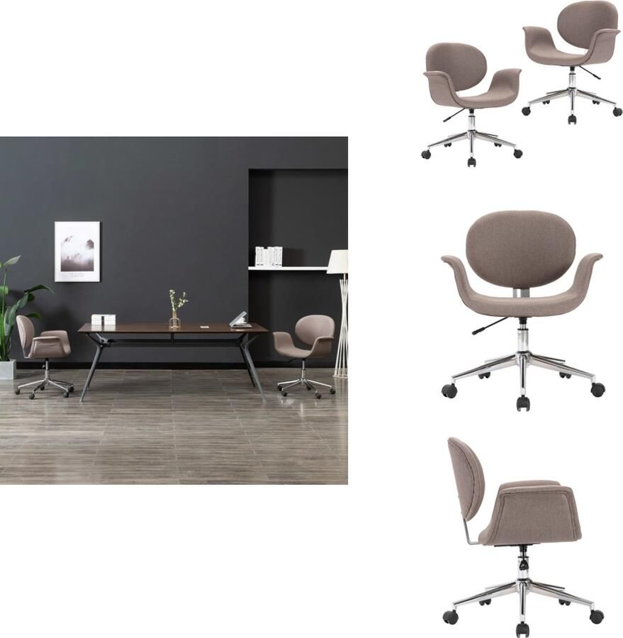 VidaXL Eetkamerstoel Eetkamerstoelen Keukenstoelen Keukenstoel Eetkamerstoelen draaibaar 2 st stof taupe