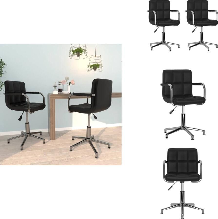 VidaXL Eetkamerstoel Eetkamerstoelen Keukenstoelen Keukenstoel Eetkamerstoelen draaibaar 2 st kunstleer zwart