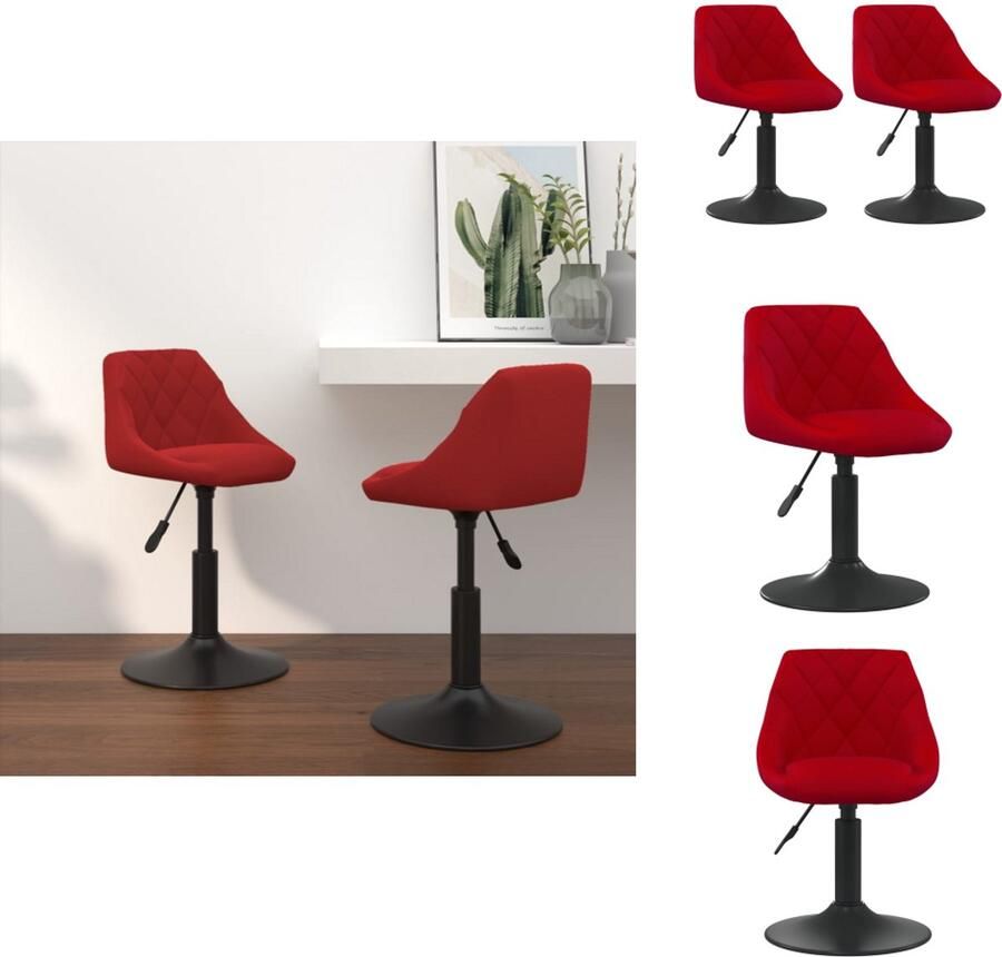 VidaXL Eetkamerstoel Eetkamerstoelen Keukenstoelen Keukenstoel Eetkamerstoelen draaibaar 2 st fluweel wijnrood