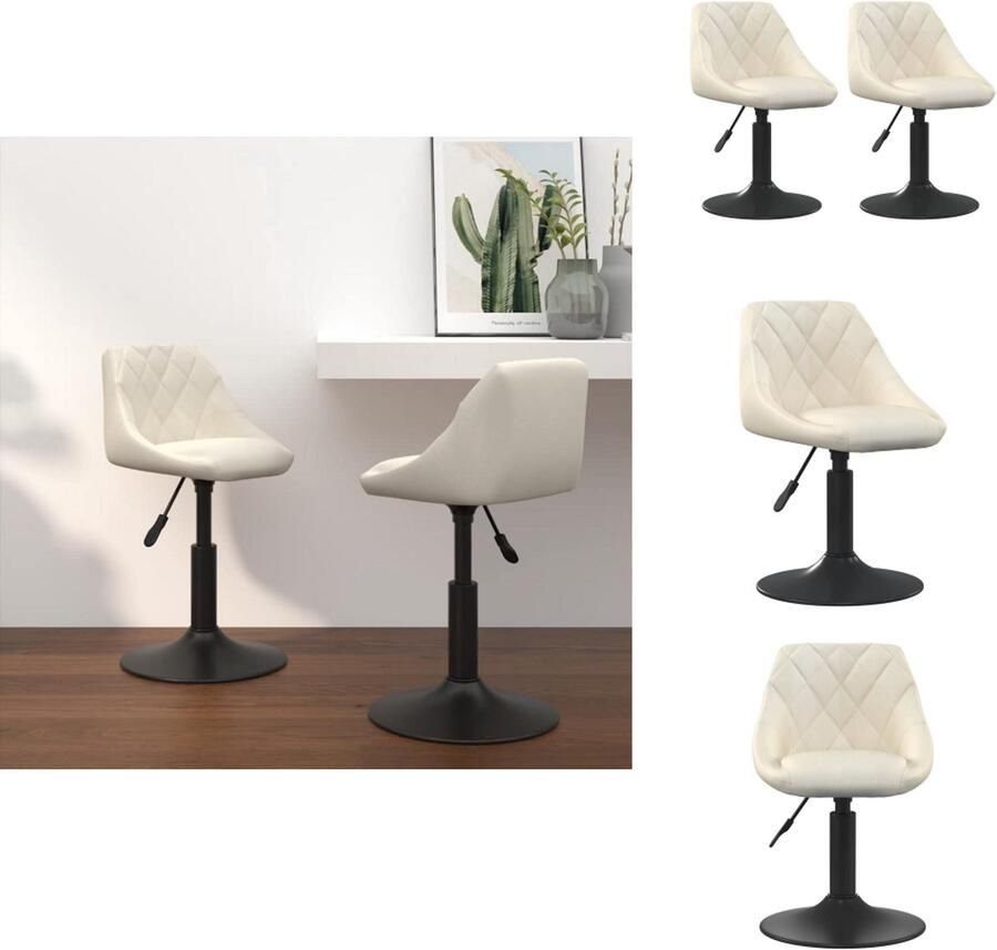 VidaXL Eetkamerstoel Eetkamerstoelen Keukenstoelen Keukenstoel Eetkamerstoelen draaibaar 2 st fluweel crèmekleurig