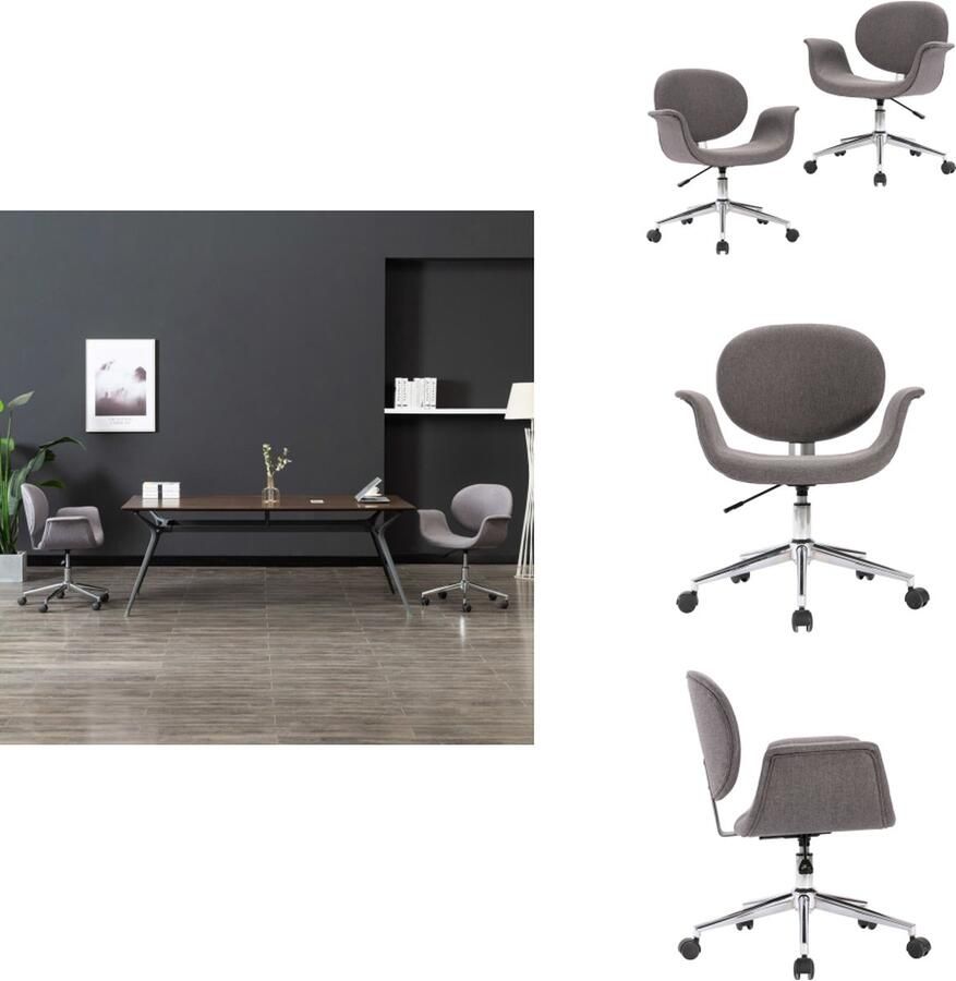 VidaXL Draaibare Eetkamerstoelen Set van 2 Grijs 59.5 x 58 x (66-74) cm Comfortabele zitting Duurzaam metaal Eetkamerstoel