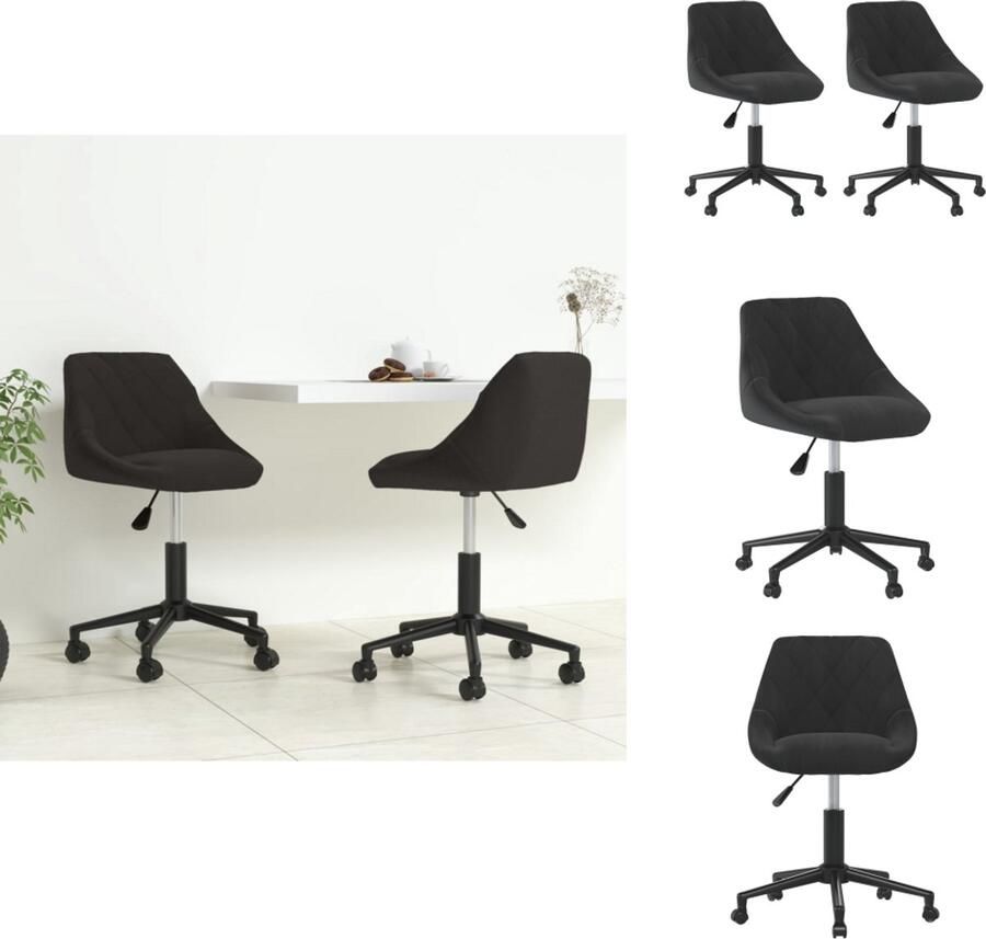 VidaXL Eetkamerstoel Eetkamerstoelen Keukenstoelen Keukenstoel Eetkamerstoelen draaibaar 2 st fluweel zwart