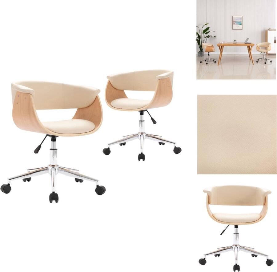 VidaXL Eetkamerstoel Eetkamerstoelen Keukenstoelen Keukenstoel Eetkamerstoelen draaibaar 2 st kunstleer crèmekleurig