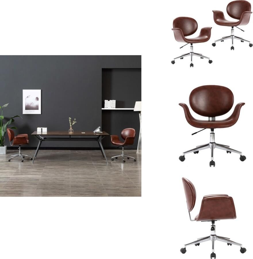 VidaXL Eetkamerstoel Eetkamerstoelen Keukenstoelen Keukenstoel Eetkamerstoelen draaibaar 2 st kunstleer bruin