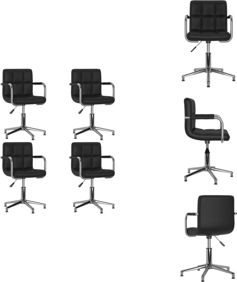 VidaXL Eetkamerstoel Eetkamerstoelen Keukenstoelen Keukenstoel Eetkamerstoelen draaibaar 4 st kunstleer zwart
