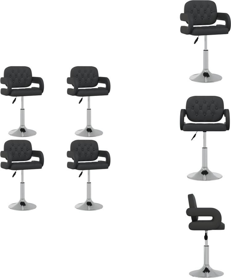 VidaXL Eetkamerstoel Eetkamerstoelen Keukenstoelen Keukenstoel Eetkamerstoelen draaibaar 4 st kunstleer zwart - Foto 5