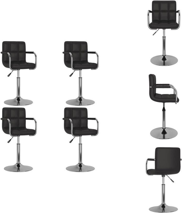 VidaXL Eetkamerstoel Eetkamerstoelen Keukenstoelen Keukenstoel Eetkamerstoelen draaibaar 4 st kunstleer zwart - Foto 3