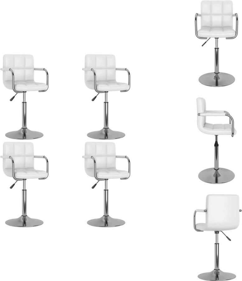 VidaXL Eetkamerstoel Eetkamerstoelen Keukenstoelen Keukenstoel Eetkamerstoelen draaibaar 4 st kunstleer wit