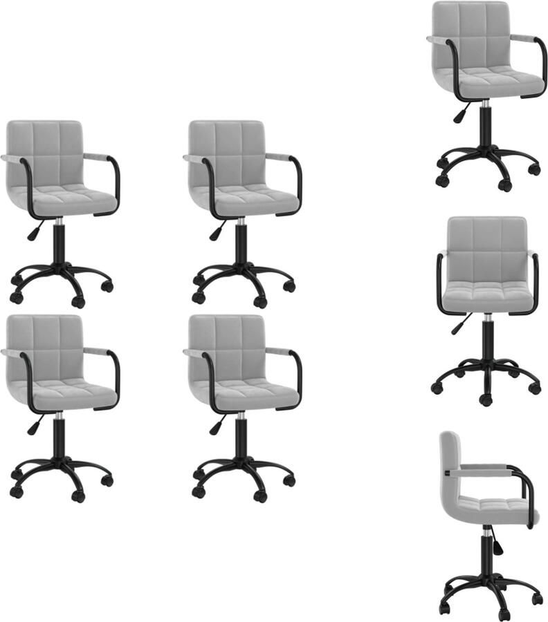 VidaXL Eetkamerstoel Eetkamerstoelen Keukenstoelen Keukenstoel Eetkamerstoelen draaibaar 4 st fluweel lichtgrijs