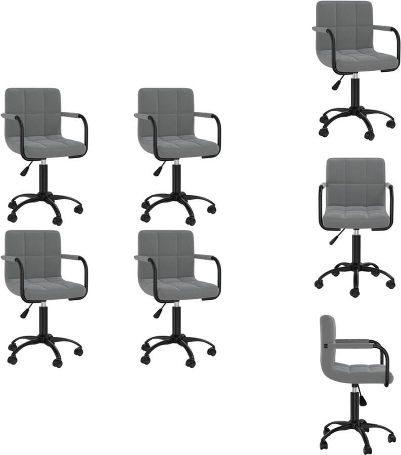 VidaXL Eetkamerstoel Eetkamerstoelen Keukenstoelen Keukenstoel Eetkamerstoelen draaibaar 4 st fluweel donkergrijs