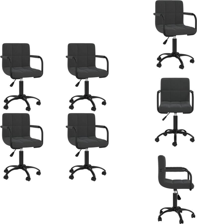 VidaXL Eetkamerstoel Eetkamerstoelen Keukenstoelen Keukenstoel Eetkamerstoelen draaibaar 4 st fluweel zwart