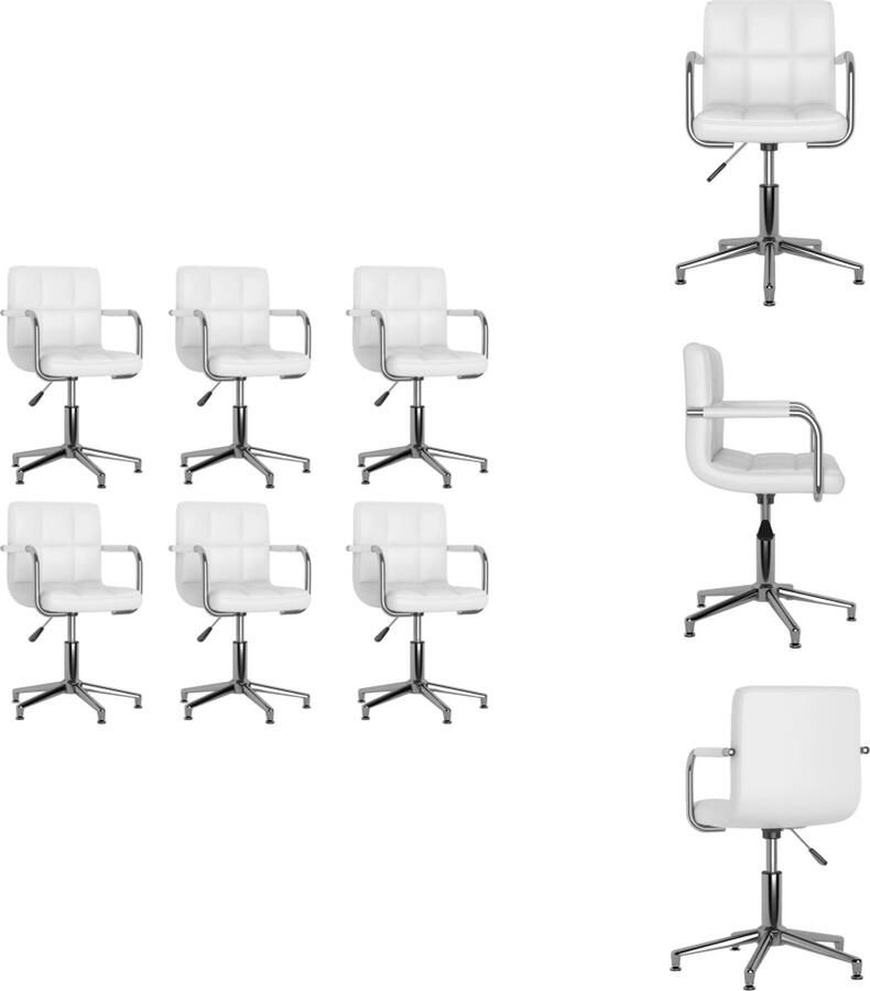 VidaXL Eetkamerstoel Eetkamerstoelen Keukenstoelen Keukenstoel Eetkamerstoelen draaibaar 6 st kunstleer wit