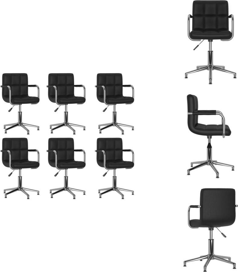 VidaXL Eetkamerstoel Eetkamerstoelen Keukenstoelen Keukenstoel Eetkamerstoelen draaibaar 6 st kunstleer zwart