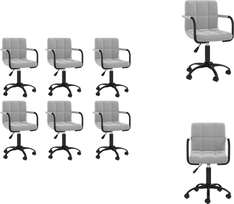 VidaXL Eetkamerstoel Eetkamerstoelen Keukenstoelen Keukenstoel Eetkamerstoelen draaibaar 6 st fluweel lichtgrijs