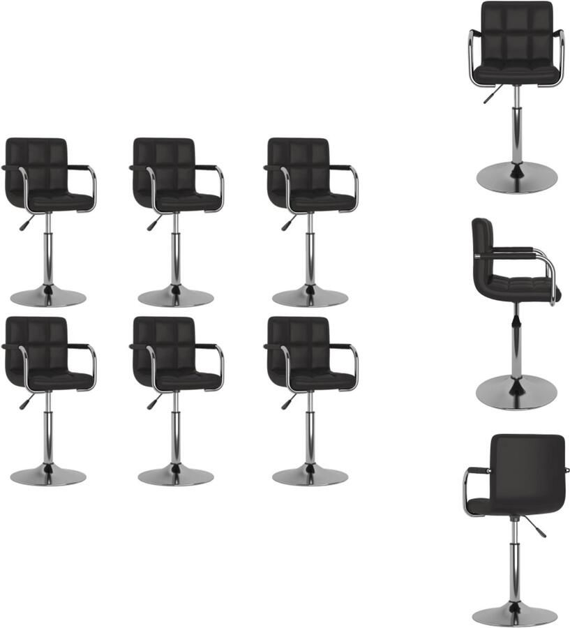 VidaXL Eetkamerstoel Eetkamerstoelen Keukenstoelen Keukenstoel Eetkamerstoelen draaibaar 6 st kunstleer zwart