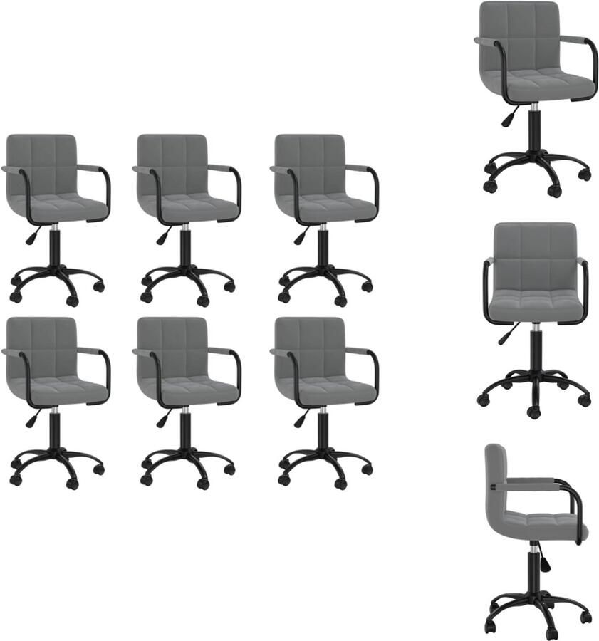 VidaXL Eetkamerstoel Eetkamerstoelen Keukenstoelen Keukenstoel Eetkamerstoelen draaibaar 6 st fluweel donkergrijs