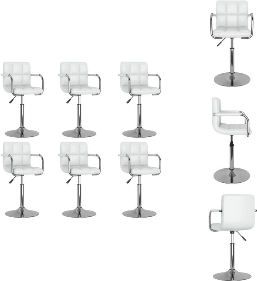 VidaXL Eetkamerstoel Eetkamerstoelen Keukenstoelen Keukenstoel Eetkamerstoelen draaibaar 6 st kunstleer wit