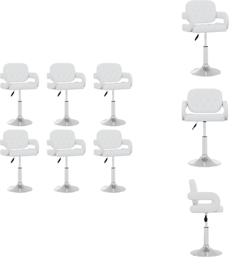 VidaXL Eetkamerstoel Eetkamerstoelen Keukenstoelen Keukenstoel Eetkamerstoelen draaibaar 6 st kunstleer wit - Foto 2