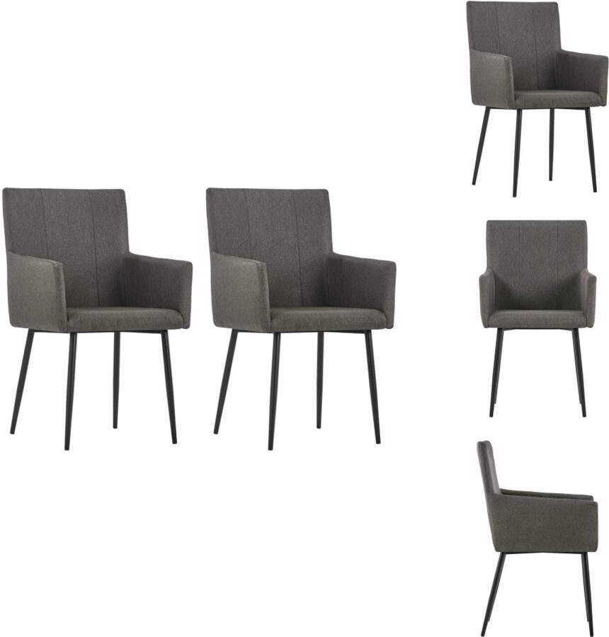 VidaXL Eetkamerstoel Eetkamerstoelen Keukenstoelen Keukenstoel Eetkamerstoelen met armleuningen 2 st stof taupe