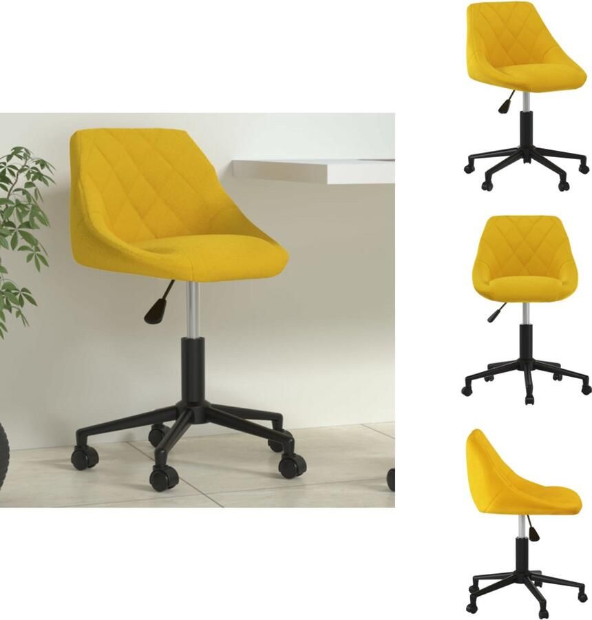 VidaXL Eetkamerstoel Eetkamerstoelen Keukenstoelen Keukenstoel Kantoorstoel draaibaar fluweel mosterdgeel