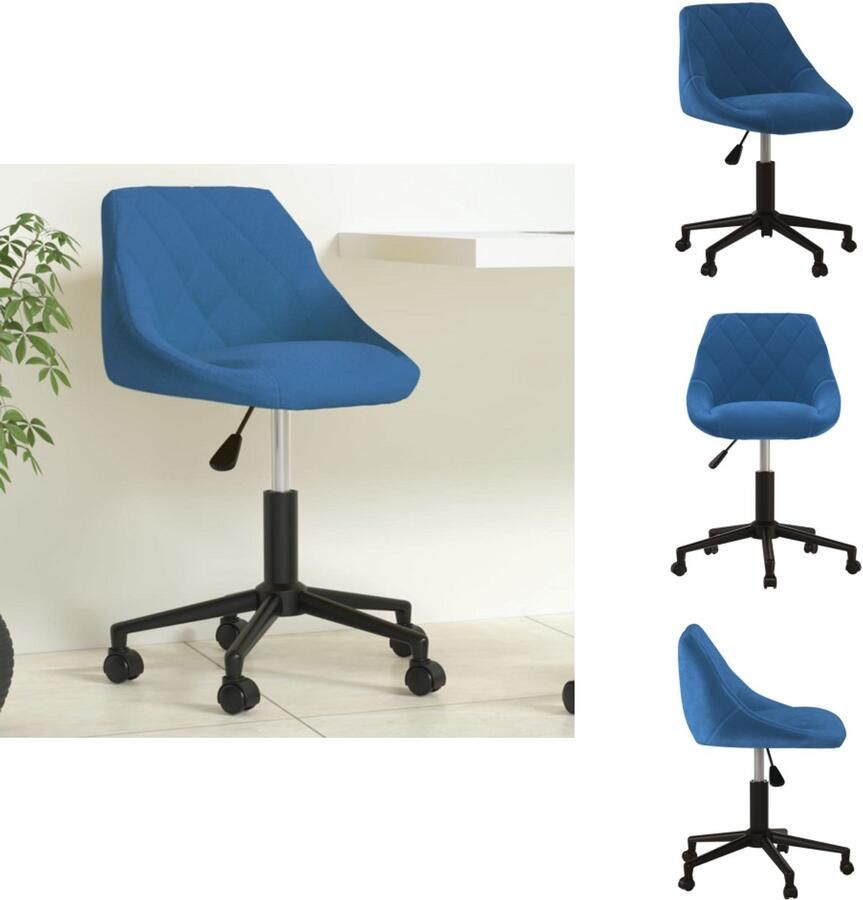 VidaXL Eetkamerstoel Eetkamerstoelen Keukenstoelen Keukenstoel Kantoorstoel draaibaar fluweel blauw