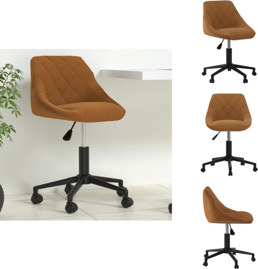 VidaXL Eetkamerstoel Eetkamerstoelen Keukenstoelen Keukenstoel Kantoorstoel draaibaar fluweel bruin