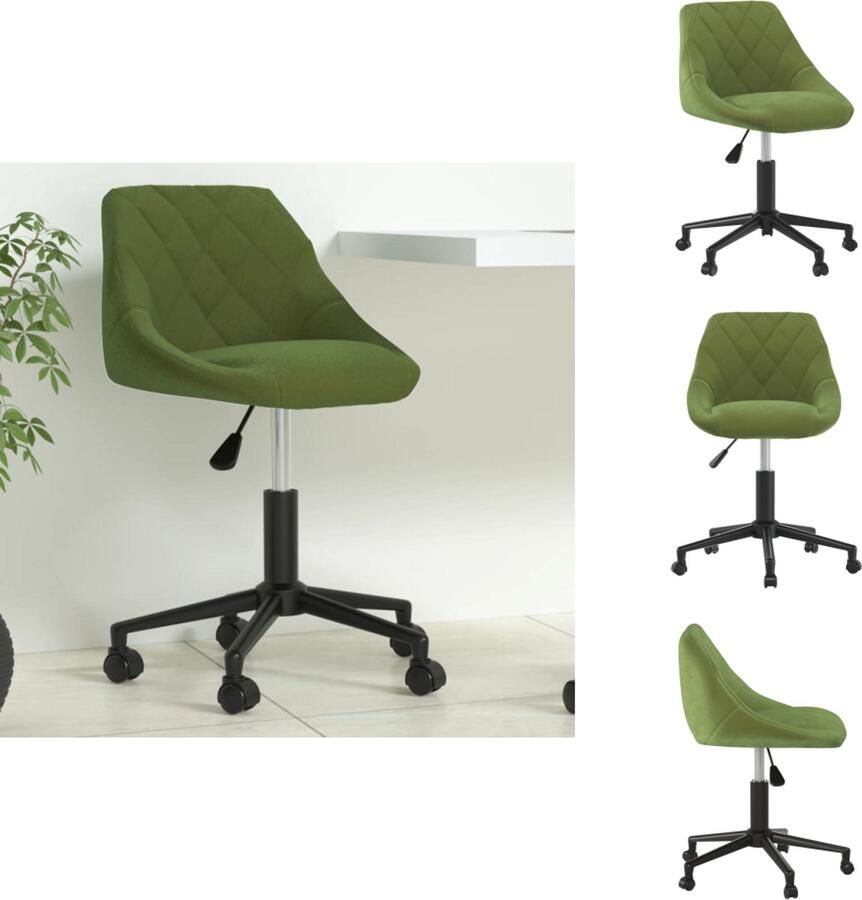 VidaXL Eetkamerstoel Eetkamerstoelen Keukenstoelen Keukenstoel Kantoorstoel draaibaar fluweel lichtgroen