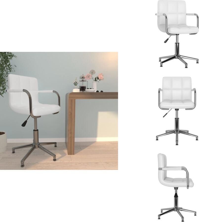 VidaXL Eetkamerstoel Eetkamerstoelen Keukenstoelen Keukenstoel Kantoorstoel draaibaar kunstleer wit