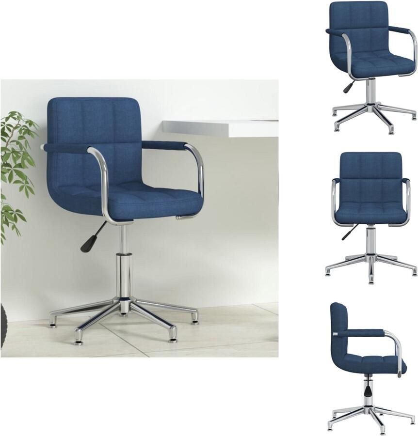 VidaXL Eetkamerstoel Eetkamerstoelen Keukenstoelen Keukenstoel Kantoorstoel draaibaar stof blauw