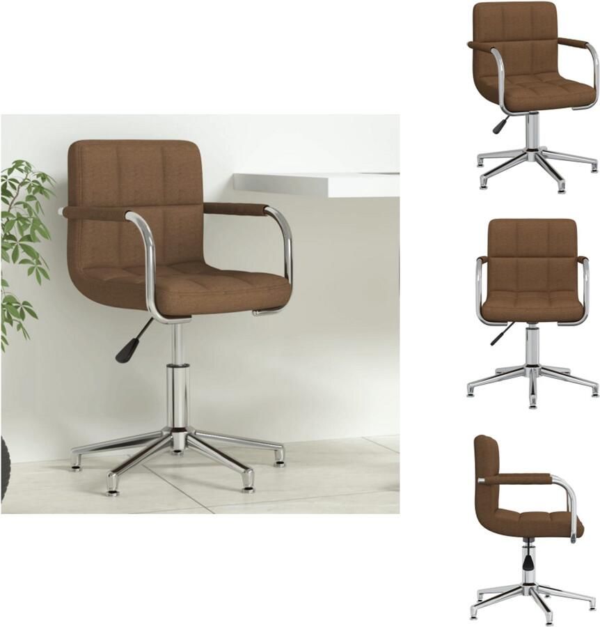 VidaXL Eetkamerstoel Eetkamerstoelen Keukenstoelen Keukenstoel Kantoorstoel draaibaar stof bruin