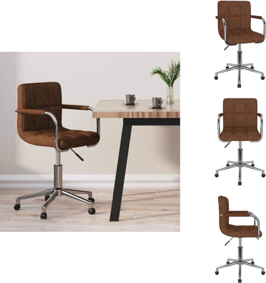 VidaXL Eetkamerstoel Eetkamerstoelen Keukenstoelen Keukenstoel Kantoorstoel draaibaar stof bruin
