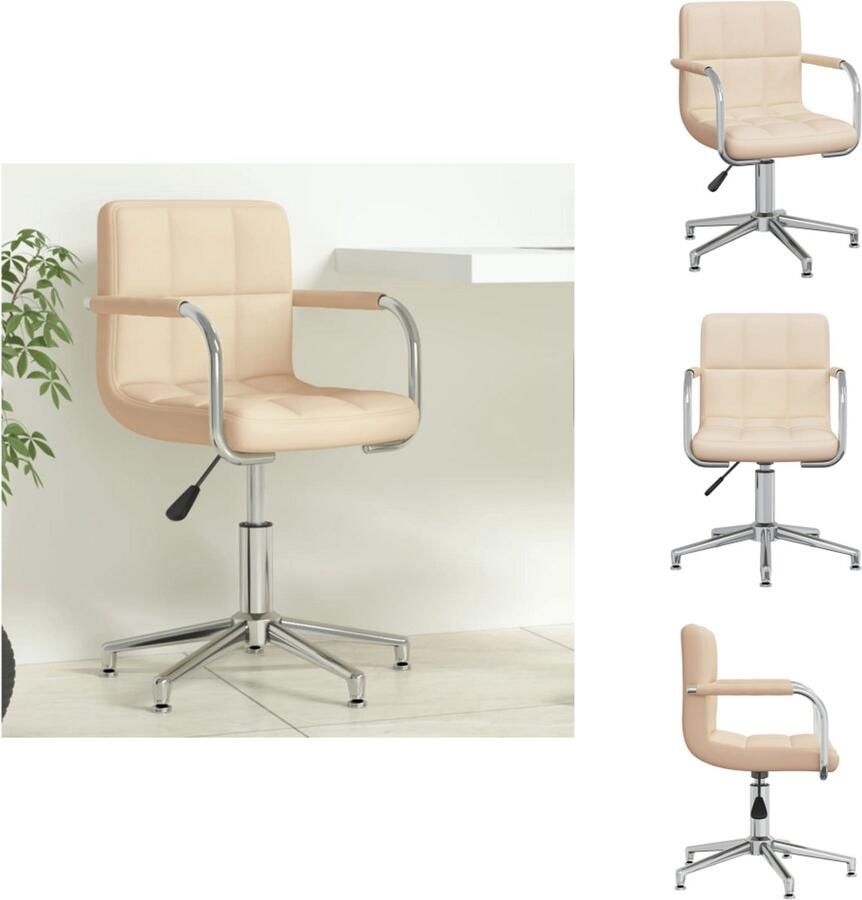 VidaXL Eetkamerstoel Eetkamerstoelen Keukenstoelen Keukenstoel Kantoorstoel draaibaar stof crèmekleurig