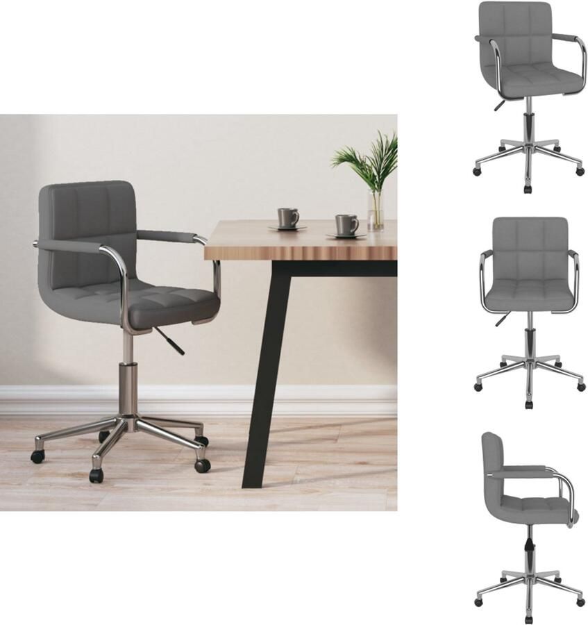 VidaXL Eetkamerstoel Eetkamerstoelen Keukenstoelen Keukenstoel Kantoorstoel draaibaar stof lichtgrijs
