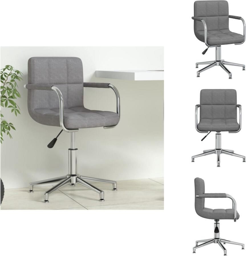 VidaXL Eetkamerstoel Eetkamerstoelen Keukenstoelen Keukenstoel Kantoorstoel draaibaar stof lichtgrijs