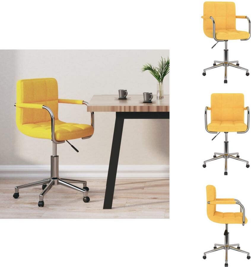 VidaXL Eetkamerstoel Eetkamerstoelen Keukenstoelen Keukenstoel Kantoorstoel draaibaar stof mosterdgeel - Foto 3