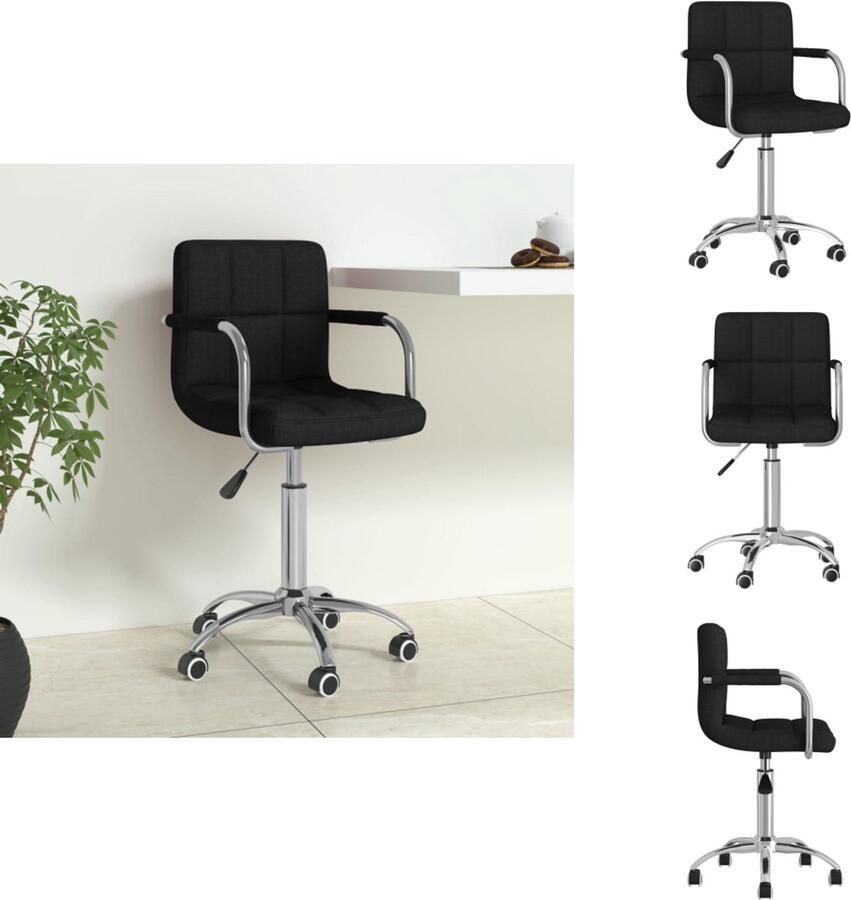 VidaXL Eetkamerstoel Eetkamerstoelen Keukenstoelen Keukenstoel Kantoorstoel draaibaar stof zwart
