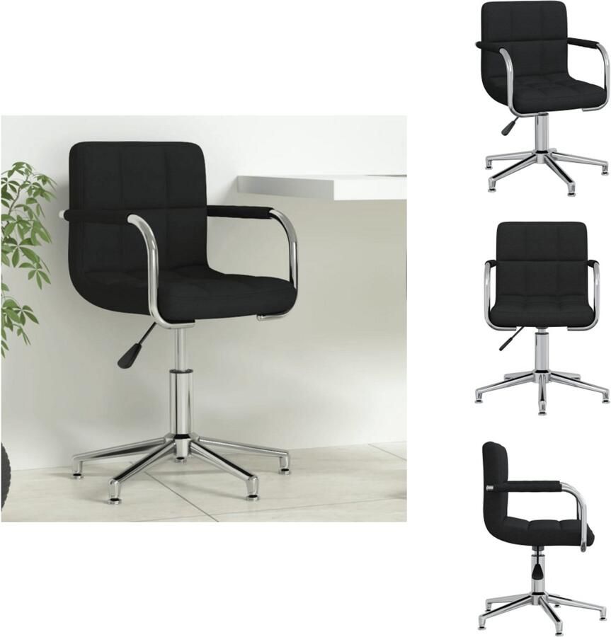 VidaXL Eetkamerstoel Eetkamerstoelen Keukenstoelen Keukenstoel Kantoorstoel draaibaar stof zwart