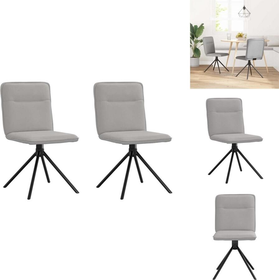 VidaXL Eetkamerstoelen 2 st stof wolk grijs