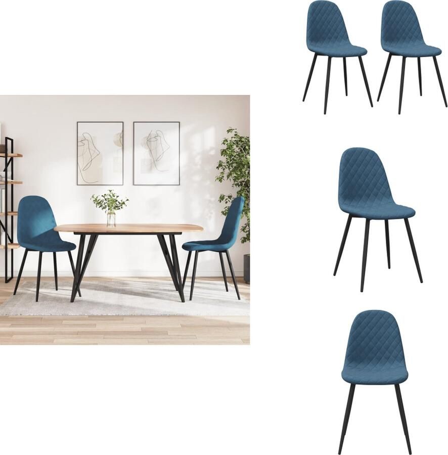 VidaXL Eetkamerstoel Eetkamerstoelen Stoel Stoelen Eetkamerstoelen 2 st fluweel blauw