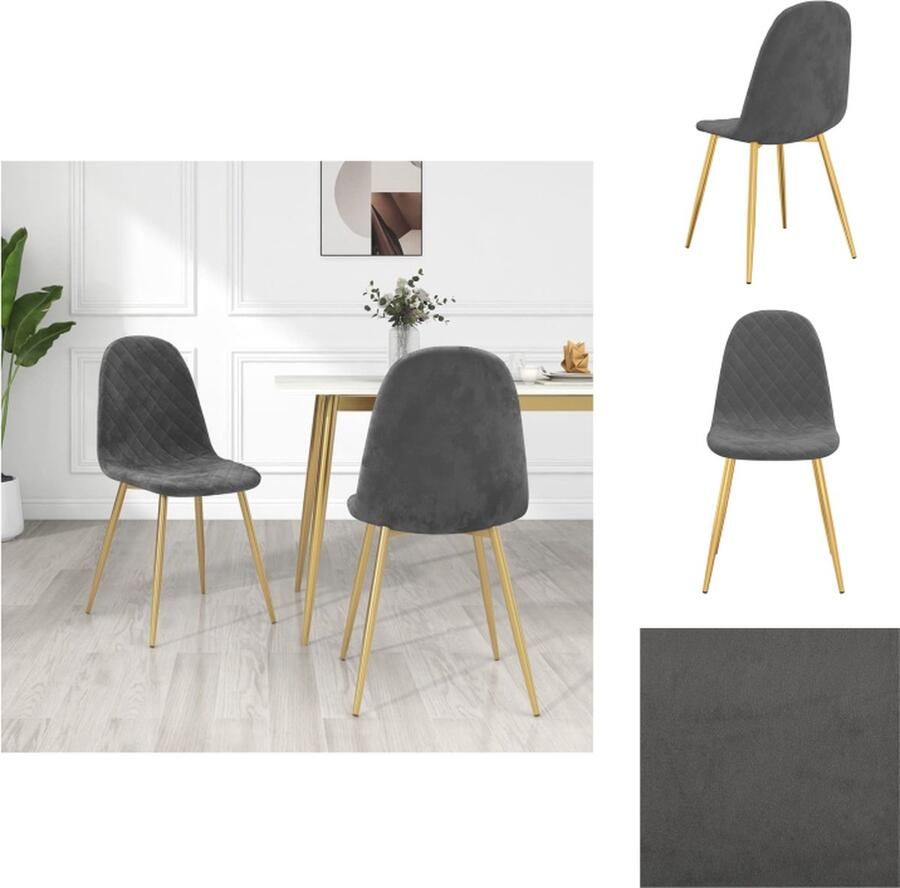 VidaXL Eetkamerstoel Eetkamerstoelen Stoel Stoelen Eetkamerstoelen 2 st fluweel donkergrijs