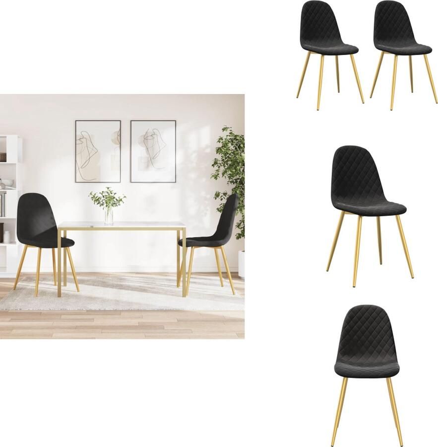 The Living Store Eetkamerstoelen Fluweel 45 x 53.5 x 87 cm Zwart Eetkamerstoelen Zwarte Stoelen Velvet Stoelen Moderne Stoelen Design Stoelen - Foto 4