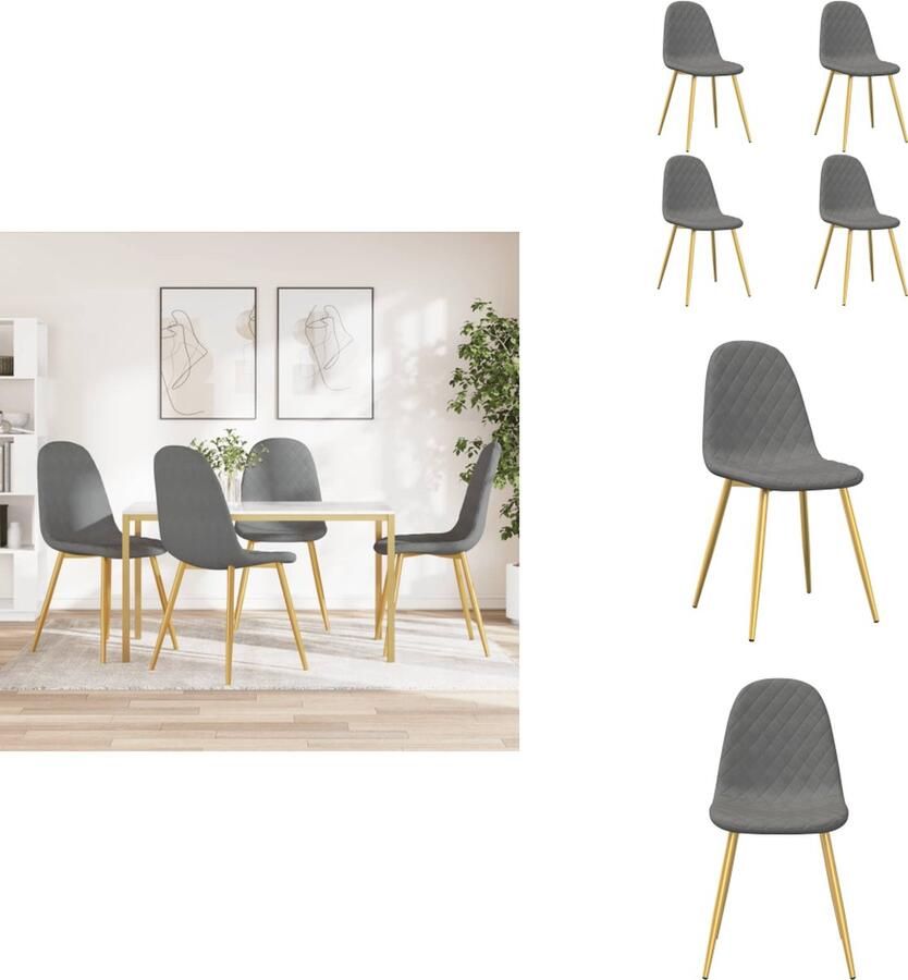 VidaXL Eetkamerstoel Eetkamerstoelen Stoel Stoelen Eetkamerstoelen 4 st fluweel lichtgrijs