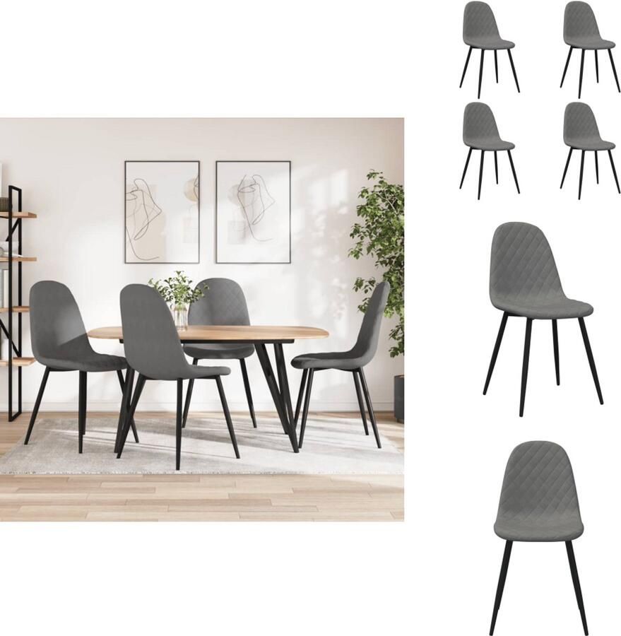 The Living Store Eetkamerstoelen Lichtgrijs Fluweel 45 x 53.5 x 87 cm Ergonomisch ontwerp Eettafelstoelen Eetkamerstoelen Fluweel Stoelen Grijze Stoelen Ergonomische Stoelen - Foto 4