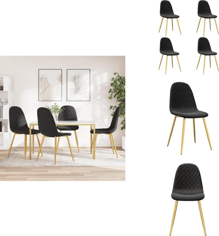 VidaXL Eetkamerstoel Eetkamerstoelen Stoel Stoelen Eetkamerstoelen 4 st fluweel zwart