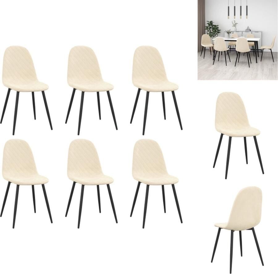 VidaXL Eetkamerstoel Eetkamerstoelen Stoel Stoelen Eetkamerstoelen 6 st fluweel crèmewit