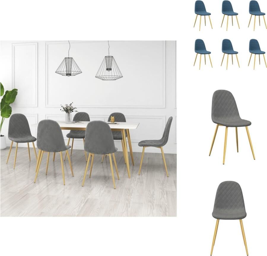 VidaXL Eetkamerstoel Eetkamerstoelen Stoel Stoelen Eetkamerstoelen 6 st fluweel lichtgrijs