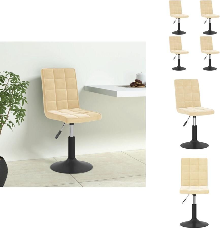 VidaXL Eetkamerstoel Eetkamerstoelen Stoel Stoelen Eetkamerstoelen draaibaar 4 st fluweel crèmekleurig