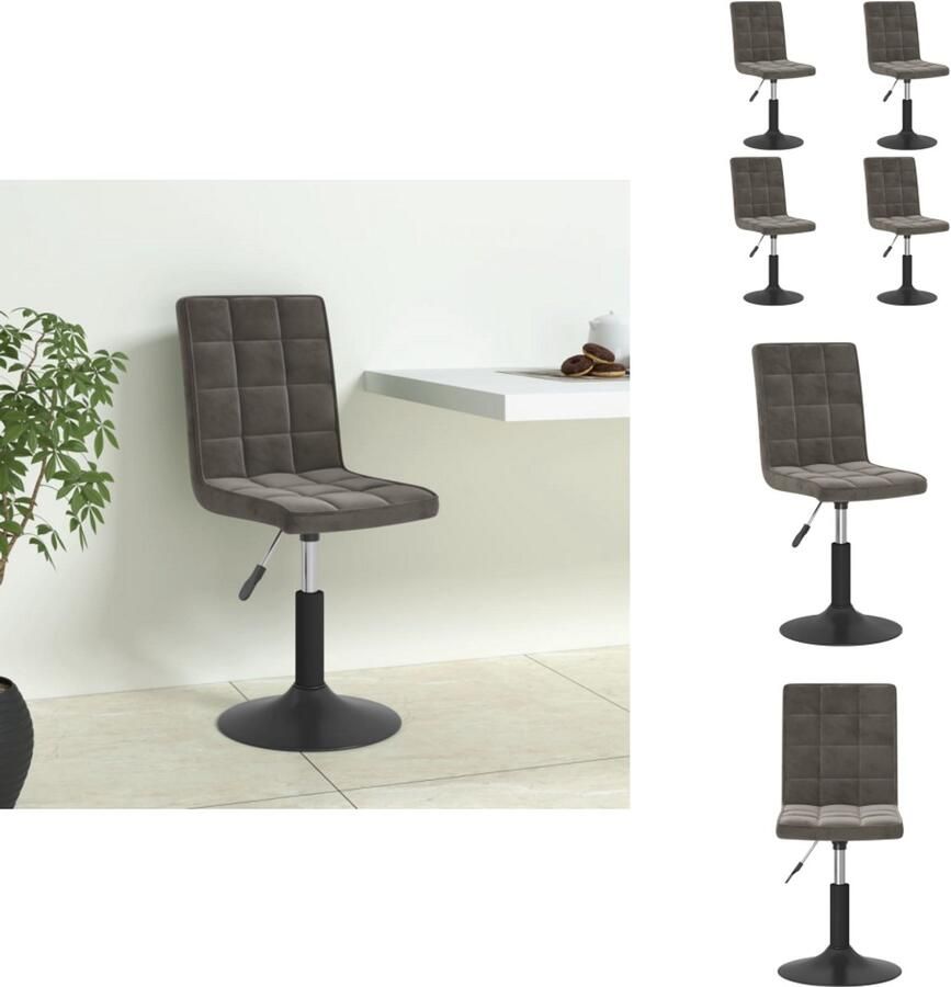 VidaXL Eetkamerstoel Eetkamerstoelen Stoel Stoelen Eetkamerstoelen draaibaar 4 st fluweel donkergrijs