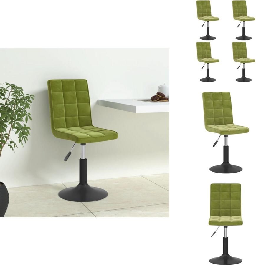 VidaXL Eetkamerstoel Eetkamerstoelen Stoel Stoelen Eetkamerstoelen draaibaar 4 st fluweel lichtgroen